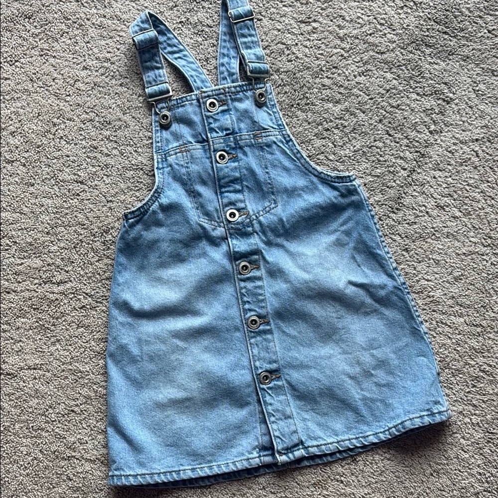 Zara Kids Denim Overall Dress Girls 122cm